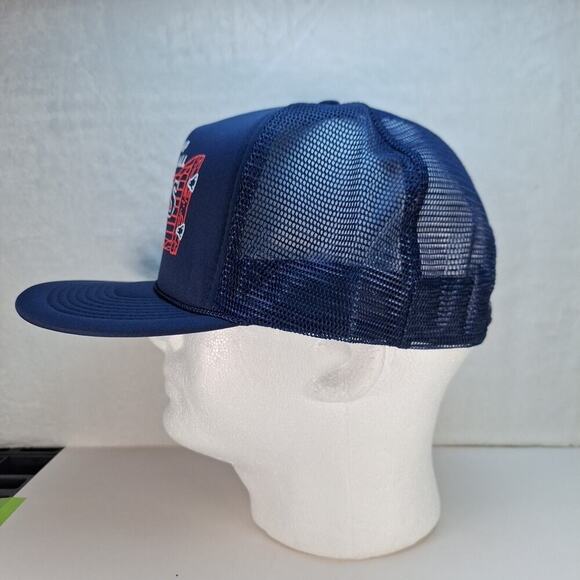 Vintage Funny Bar Trucker Hat Cap Mesh Snapback Navy "This Cap Stop At All Bars" - Picture 2 of 8